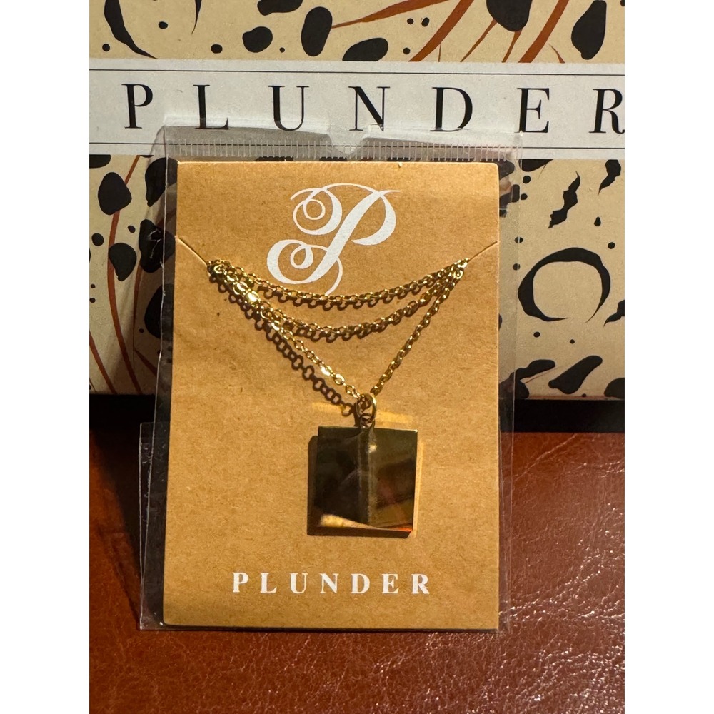 Plunder Design Gold Tone Square Pendant Necklace Minimalist Geometric Jewelry